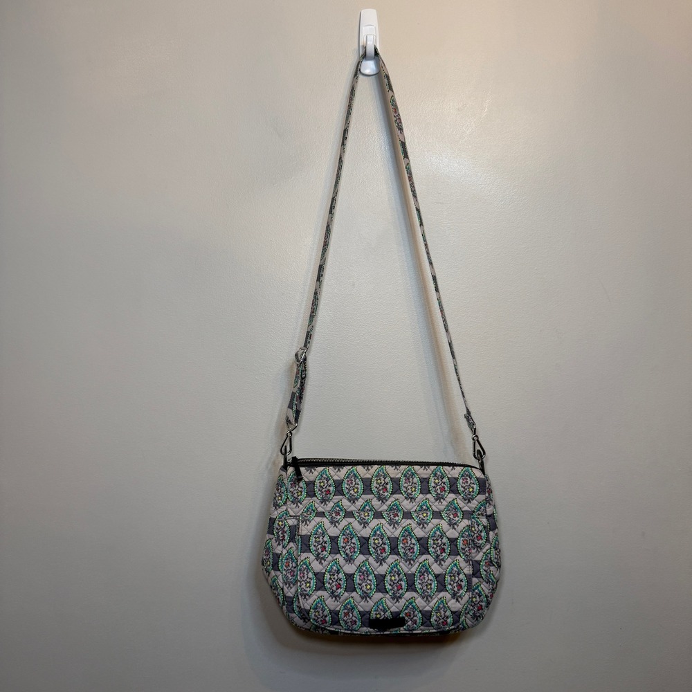 Vera Bradley Paisley Stripes Print Quilted Cotton Crossbody Bag Purse